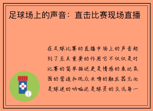 足球场上的声音：直击比赛现场直播