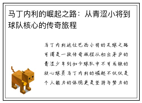 马丁内利的崛起之路：从青涩小将到球队核心的传奇旅程